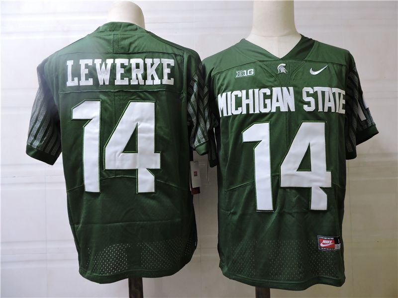 Men Michigan State Spartans #14 Lewerke Green Nike 2025 NCAA Jersey